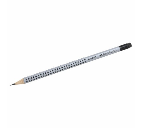 Карандаш чернографитный FABER-CASTELL, 1 шт., "Grip 2001", HB, трехгранный, с ластиком, 117200