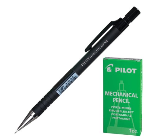 Карандаш механический PILOT Н-165, корпус черный, прорезиненный, ластик, 0,5 мм, H-165 B Карандаш механический PILOT Н-165, корпус черный, прорезиненный, ластик, 0,5 мм, H-165 B