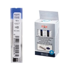 Грифели запасные 0,7 мм, HB, KOH-I-NOOR, КОМПЛЕКТ 12 шт., 4162/HB, 41620HB007PKRU