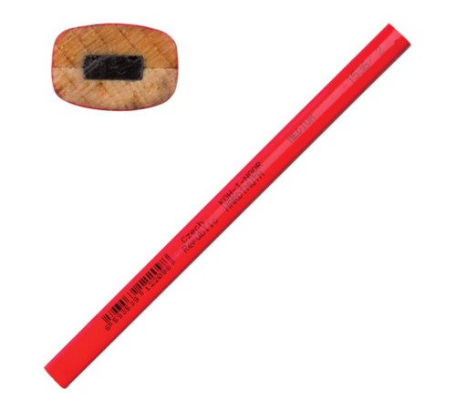 Карандаш столярный KOH-I-NOOR, 1 шт., НВ, грифель 5х2 мм, корпус красный, 153600200177 Карандаш столярный KOH-I-NOOR, 1 шт., НВ, грифель 5х2 мм, корпус красный, 153600200177