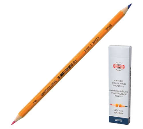 Карандаш двухцветный КРАСНО-СИНИЙ, KOH-I-NOOR, 1 шт., шестигранный, грифель 3,2 мм, натуральное дерево, 3433, 34330EG001KS Карандаш двухцветный КРАСНО-СИНИЙ, KOH-I-NOOR, 1 шт., шестигранный, грифель 3,2 мм, натуральное дерево, 3433, 34330EG001KS