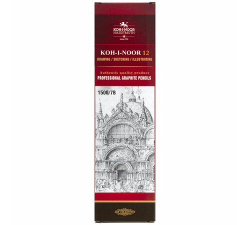 Карандаш чернографитный KOH-I-NOOR 1500, 1 шт., 7B, корпус желтый, заточенный, 150007B01170RU Карандаш чернографитный KOH-I-NOOR 1500, 1 шт., 7B, корпус желтый, заточенный, 150007B01170RU
