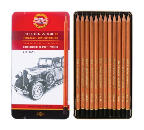 Карандаши чернографитные KOH-I-NOOR, НАБОР 12 шт., 