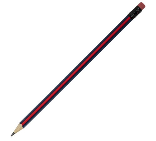 Карандаш чернографитный BRAUBERG, 1 шт., "Stripes", HB, трехгранный, с ластиком, корпус синий/красный, 181294 Карандаш чернографитный BRAUBERG, 1 шт., "Stripes", HB, трехгранный, с ластиком, корпус синий/красный, 181294