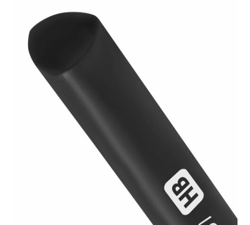 Карандаш чернографитный BRAUBERG, 1 шт., "Black&White", HB, трехгранный, корпус черный, заточенный, 181297