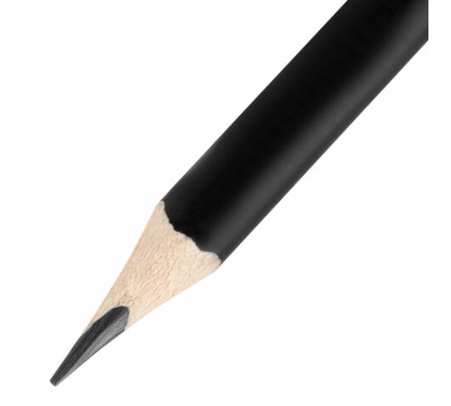 Карандаш чернографитный BRAUBERG, 1 шт., "Black&White", HB, трехгранный, корпус черный, заточенный, 181297