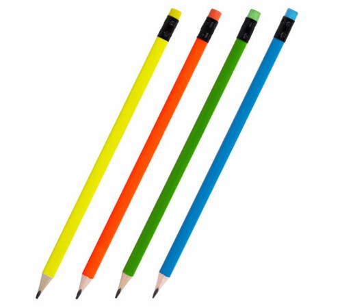 Карандаш чернографитный BRAUBERG, 1 шт., "Neon", HB, трехгранный, с ластиком, корпус неоновый ассорти, 181298 Карандаш чернографитный BRAUBERG, 1 шт., "Neon", HB, трехгранный, с ластиком, корпус неоновый ассорти, 181298