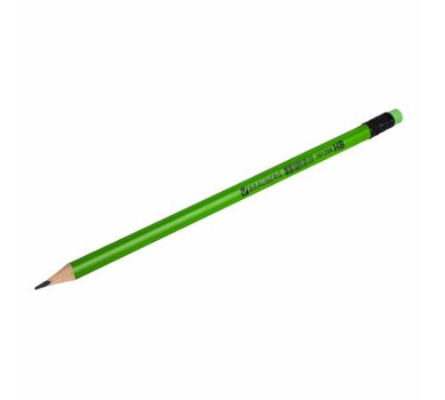 Карандаш чернографитный BRAUBERG, 1 шт., "Neon", HB, трехгранный, с ластиком, корпус неоновый ассорти, 181298 Карандаш чернографитный BRAUBERG, 1 шт., "Neon", HB, трехгранный, с ластиком, корпус неоновый ассорти, 181298