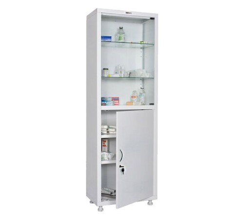Шкаф медицинский 1-створчатый HILFE "МД 1 1760/SG" 1850х600х400 мм, стекло, белый, S26199204509 Шкаф медицинский 1-створчатый HILFE "МД 1 1760/SG" 1850х600х400 мм, стекло, белый, S26199204509
