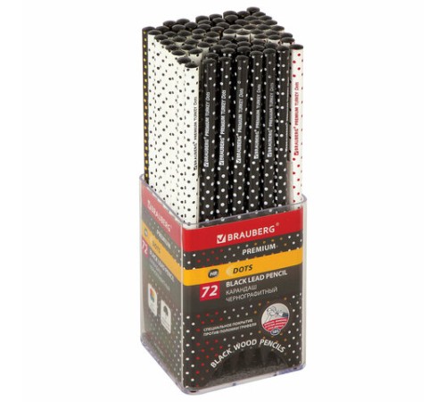 Карандаш чернографитный BRAUBERG "PREMIUM TURKEY", 1 шт., "Dots", НВ, ассорти, дисплей, 181563 Карандаш чернографитный BRAUBERG "PREMIUM TURKEY", 1 шт., "Dots", НВ, ассорти, дисплей, 181563