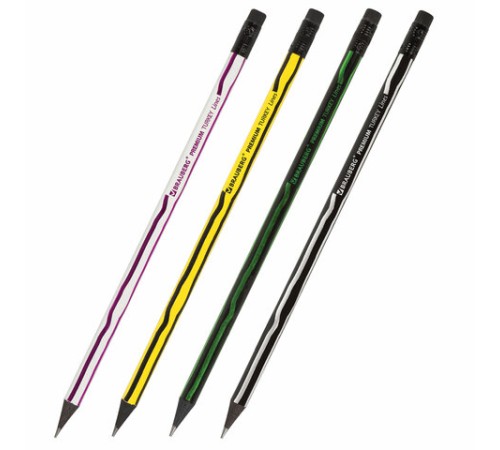 Карандаш чернографитный BRAUBERG "PREMIUM TURKEY", 1 шт., "Lines", НВ, ассорти, дисплей, 181568 Карандаш чернографитный BRAUBERG "PREMIUM TURKEY", 1 шт., "Lines", НВ, ассорти, дисплей, 181568