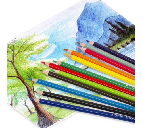 Карандаши цветные BRAUBERG PREMIUM, 12 цветов, шестигранные, грифель 3,3 мм, натуральное дерево, 181656 Карандаши цветные BRAUBERG PREMIUM, 12 цветов, шестигранные, грифель 3,3 мм, натуральное дерево, 181656