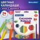 Карандаши цветные BRAUBERG PREMIUM, 24 цвета, шестигранные, грифель 3,3 мм, натуральное дерево, 181658