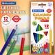 Карандаши цветные BRAUBERG PREMIUM, 12 цветов, трехгранные, грифель 3 мм, 181661