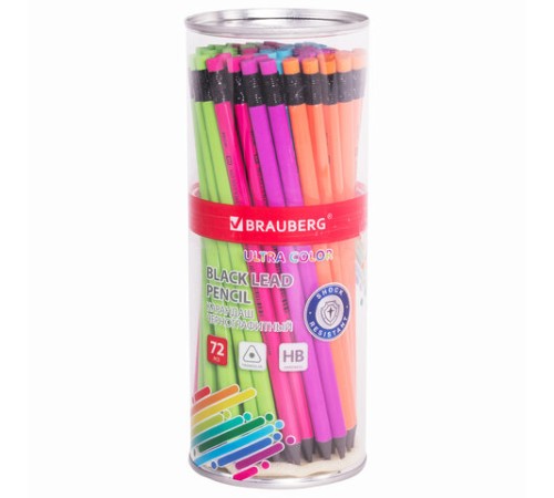 Карандаш чернографитный BRAUBERG "ULTRA COLOR", 1 шт., HB, с ластиком, пластиковый, 181708 Карандаш чернографитный BRAUBERG "ULTRA COLOR", 1 шт., HB, с ластиком, пластиковый, 181708