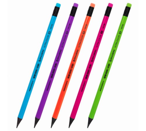 Карандаш чернографитный BRAUBERG "ULTRA COLOR", 1 шт., HB, с ластиком, пластиковый, 181708 Карандаш чернографитный BRAUBERG "ULTRA COLOR", 1 шт., HB, с ластиком, пластиковый, 181708
