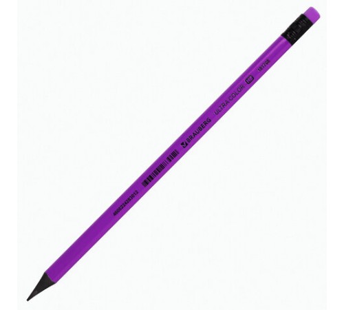 Карандаш чернографитный BRAUBERG "ULTRA COLOR", 1 шт., HB, с ластиком, пластиковый, 181708 Карандаш чернографитный BRAUBERG "ULTRA COLOR", 1 шт., HB, с ластиком, пластиковый, 181708