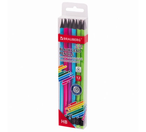 Набор карандашей чернографитных BRAUBERG "ULTRA COLOR" 12 шт., HB, с ластиком, пластиковые, 181710 Набор карандашей чернографитных BRAUBERG "ULTRA COLOR" 12 шт., HB, с ластиком, пластиковые, 181710