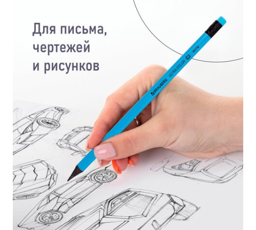 Набор карандашей чернографитных BRAUBERG "ULTRA COLOR" 12 шт., HB, с ластиком, пластиковые, 181710 Набор карандашей чернографитных BRAUBERG "ULTRA COLOR" 12 шт., HB, с ластиком, пластиковые, 181710