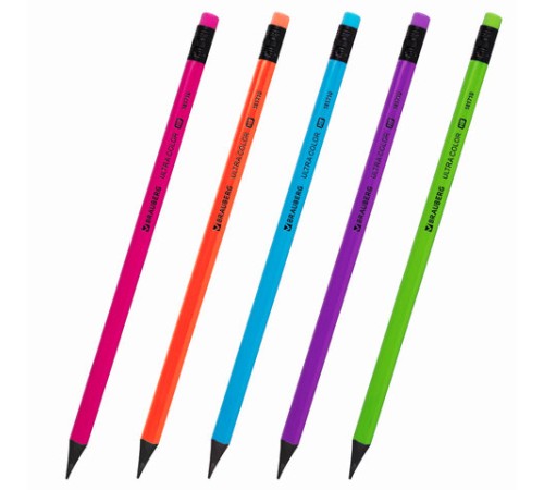 Набор карандашей чернографитных BRAUBERG "ULTRA COLOR" 12 шт., HB, с ластиком, пластиковые, 181710 Набор карандашей чернографитных BRAUBERG "ULTRA COLOR" 12 шт., HB, с ластиком, пластиковые, 181710