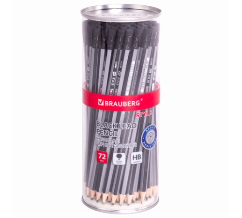 Карандаш чернографитный BRAUBERG "Style", 1 шт., HB, с ластиком, корпус черно-серый, 181717 Карандаш чернографитный BRAUBERG "Style", 1 шт., HB, с ластиком, корпус черно-серый, 181717