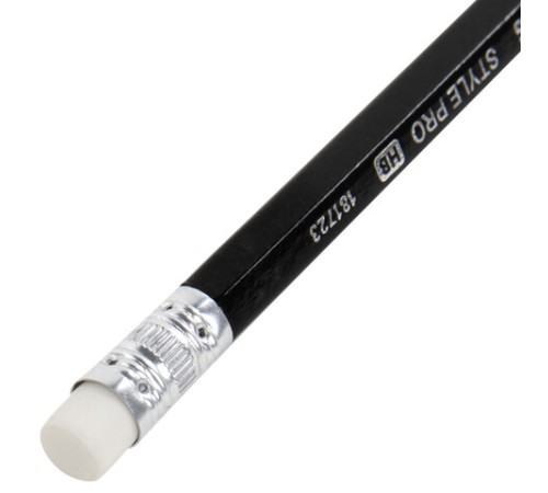 Карандаш чернографитный BRAUBERG "Style PRO", 1 шт., HB, с ластиком, корпус черный, 181723 Карандаш чернографитный BRAUBERG "Style PRO", 1 шт., HB, с ластиком, корпус черный, 181723