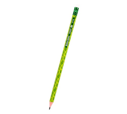 Карандаш чернографитный BRAUBERG "GREEN", 1 шт., HB, с ластиком, пластиковый, ассорти, 181746