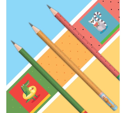 Карандаш чернографитный ЮНЛАНДИЯ "ЗВЕРУШКИ", 1 шт., HB, корпус ассорти, 181779