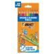 Карандаши цветные стираемые с ластиком BIC "Kids Evolution Illusion", 12 цветов, круглые, 987868