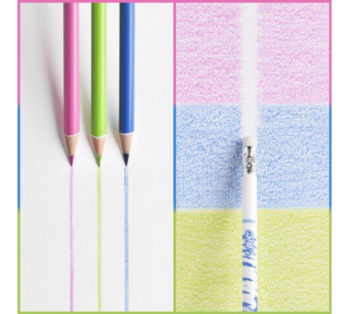 Карандаши цветные стираемые с ластиком BIC "Kids Evolution Illusion", 12 цветов, круглые, 987868