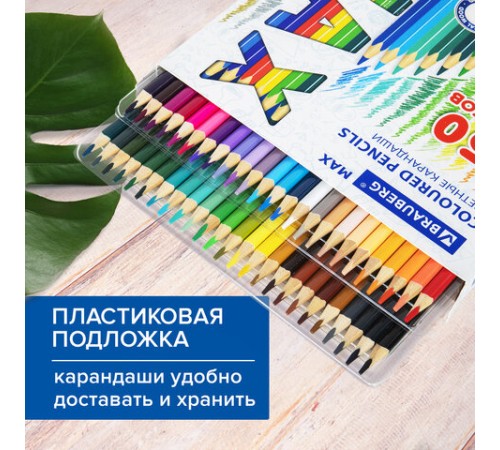Карандаши цветные супермягкие яркие BRAUBERG MAX, 50 цветов, трехгранные, грифель 3,3 мм, натуральное дерево, 181860 Карандаши цветные супермягкие яркие BRAUBERG MAX, 50 цветов, трехгранные, грифель 3,3 мм, натуральное дерево, 181860