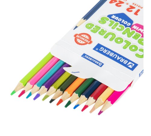 Карандаши цветные двусторонние BRAUBERG PREMIUM TWIN COLOUR, 12 штук, 24 цвета, шестигранные, грифель 3,3 мм, натуральное дерево, 181874 Карандаши цветные двусторонние BRAUBERG PREMIUM TWIN COLOUR, 12 штук, 24 цвета, шестигранные, грифель 3,3 мм, натуральное дерево, 181874
