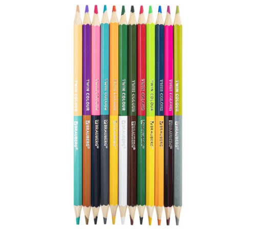 Карандаши цветные двусторонние BRAUBERG PREMIUM TWIN COLOUR, 12 штук, 24 цвета, шестигранные, грифель 3,3 мм, натуральное дерево, 181874 Карандаши цветные двусторонние BRAUBERG PREMIUM TWIN COLOUR, 12 штук, 24 цвета, шестигранные, грифель 3,3 мм, натуральное дерево, 181874