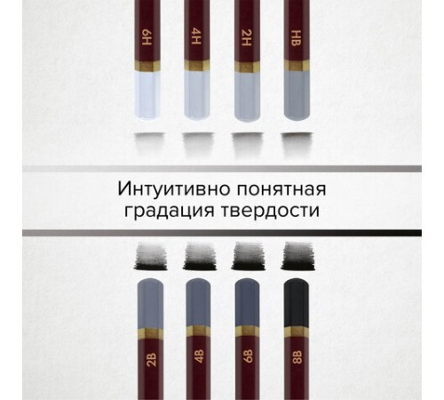 Карандаши чернографитные профессиональные 6H-8B НАБОР 8 штук, BRAUBERG ART "PREMIERE", 181892 Карандаши чернографитные профессиональные 6H-8B НАБОР 8 штук, BRAUBERG ART "PREMIERE", 181892