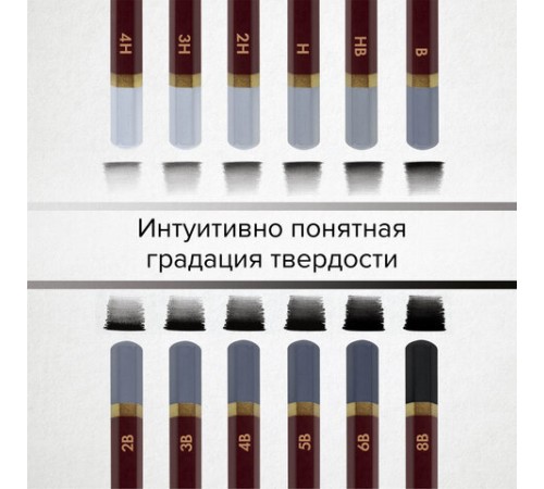 Карандаши чернографитные художественные 4H-8B, НАБОР 12 шт., В ПЕНАЛЕ, BRAUBERG ART "PREMIERE", 181895 Карандаши чернографитные художественные 4H-8B, НАБОР 12 шт., В ПЕНАЛЕ, BRAUBERG ART "PREMIERE", 181895