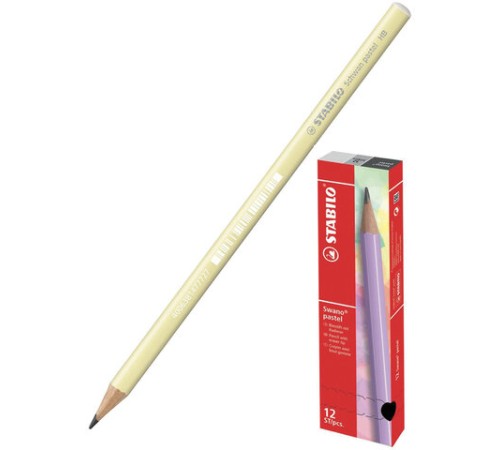 Карандаш чернографитный STABILO, 1 шт., "Schwan Pastel", HB, корпус пастельный желтый, 421/HB-1 Карандаш чернографитный STABILO, 1 шт., "Schwan Pastel", HB, корпус пастельный желтый, 421/HB-1