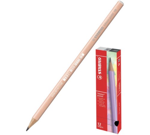 Карандаш чернографитный STABILO, 1 шт., "Schwan Pastel", HB, корпус персиковый, 421/HB-4