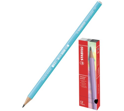 Карандаш чернографитный STABILO, 1 шт., "Schwan Pastel", HB, корпус пастельный голубой, 421/HB-6 Карандаш чернографитный STABILO, 1 шт., "Schwan Pastel", HB, корпус пастельный голубой, 421/HB-6