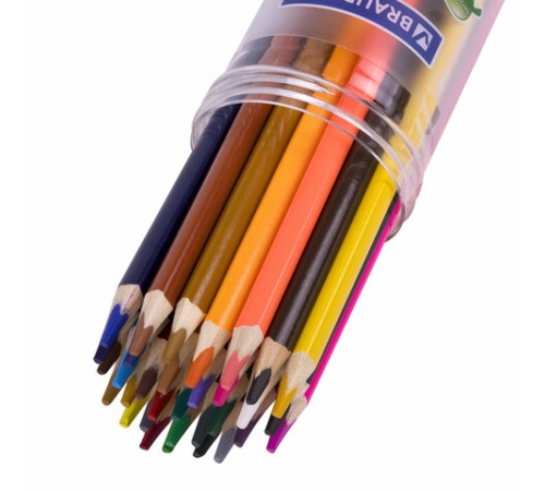 Карандаши цветные акварельные BRAUBERG PREMIUM AQUARELLE 36 цветов в тубе, трехгранные, утолщенный грифель 4 мм, натуральное дерево,181933