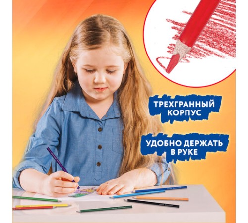 Карандаши цветные BRAUBERG PREMIUM 12 цветов + 1 чернографитный карандаш, трехгранные, грифель 3 мм, 181936