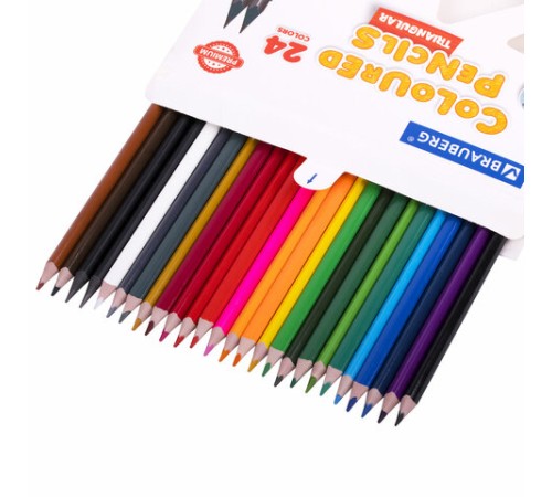 Карандаши цветные BRAUBERG PREMIUM 24 цвета + 2 чернографитных карандаша, трехгранные, грифель 3 мм, 181937 Карандаши цветные BRAUBERG PREMIUM 24 цвета + 2 чернографитных карандаша, трехгранные, грифель 3 мм, 181937