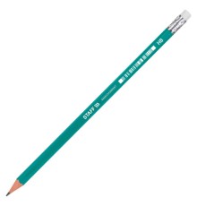 Карандаш чернографитный с ластиком STAFF EVERYDAY BLP-GRN, 1 шт., НВ, пластик., корпус зеленый, 181939