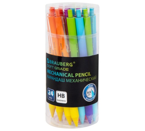 Карандаш механический 0,5 мм, BRAUBERG SOFT "Grade", HB, корпус soft-touch ассорти, 181958 Карандаш механический 0,5 мм, BRAUBERG SOFT "Grade", HB, корпус soft-touch ассорти, 181958