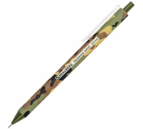 Карандаш механический 0,5 мм, BRAUBERG SOFT PRINT MILITARY, HB, корпус soft-touch ассорти, 181959