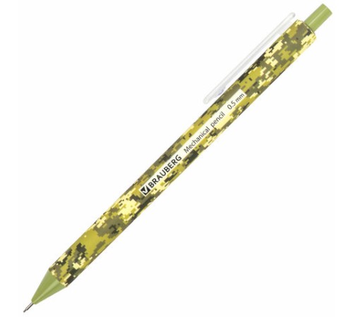 Карандаш механический 0,5 мм, BRAUBERG SOFT PRINT MILITARY, HB, корпус soft-touch ассорти, 181959