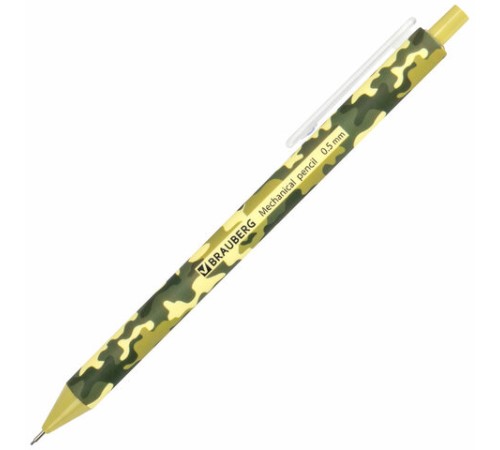 Карандаш механический 0,5 мм, BRAUBERG SOFT PRINT MILITARY, HB, корпус soft-touch ассорти, 181959