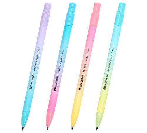 Карандаш механический цанговый 2 мм, BRAUBERG "Grade" PASTEL, HB, встроенная точилка, корпус ассорти, 181961 Карандаш механический цанговый 2 мм, BRAUBERG "Grade" PASTEL, HB, встроенная точилка, корпус ассорти, 181961