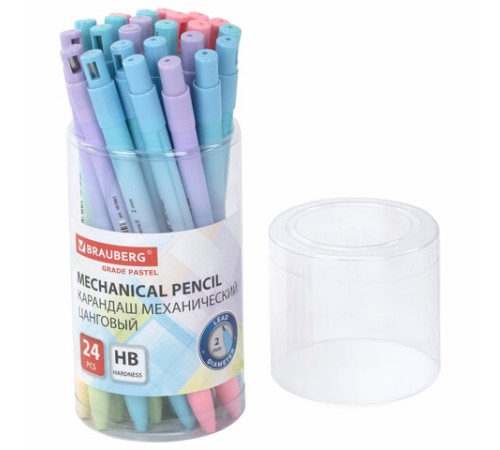 Карандаш механический цанговый 2 мм, BRAUBERG "Grade" PASTEL, HB, встроенная точилка, корпус ассорти, 181961 Карандаш механический цанговый 2 мм, BRAUBERG "Grade" PASTEL, HB, встроенная точилка, корпус ассорти, 181961
