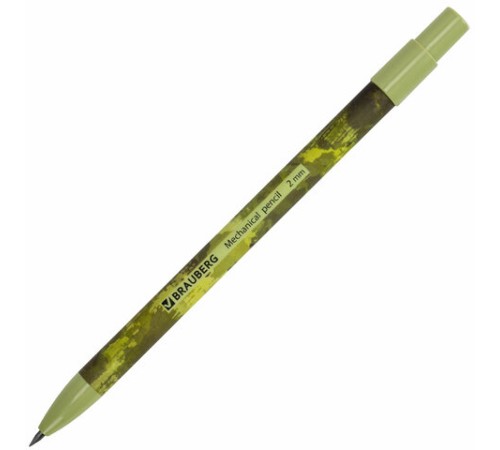 Карандаш механический цанговый 2 мм, BRAUBERG PRINT MILITARY, HB, встроенная точилка, корпус ассорти, 181962 Карандаш механический цанговый 2 мм, BRAUBERG PRINT MILITARY, HB, встроенная точилка, корпус ассорти, 181962
