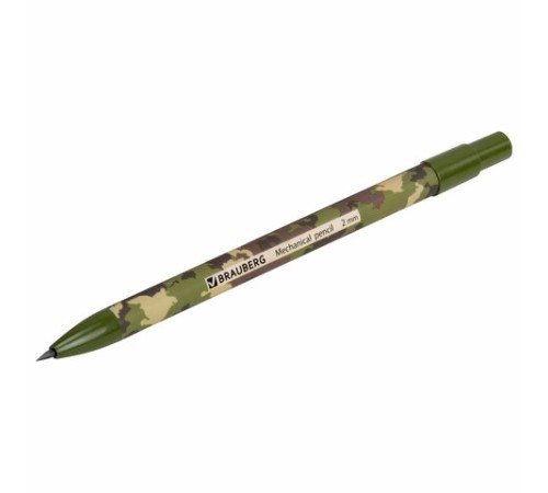 Карандаш механический цанговый 2 мм, BRAUBERG PRINT MILITARY, HB, встроенная точилка, корпус ассорти, 181962 Карандаш механический цанговый 2 мм, BRAUBERG PRINT MILITARY, HB, встроенная точилка, корпус ассорти, 181962